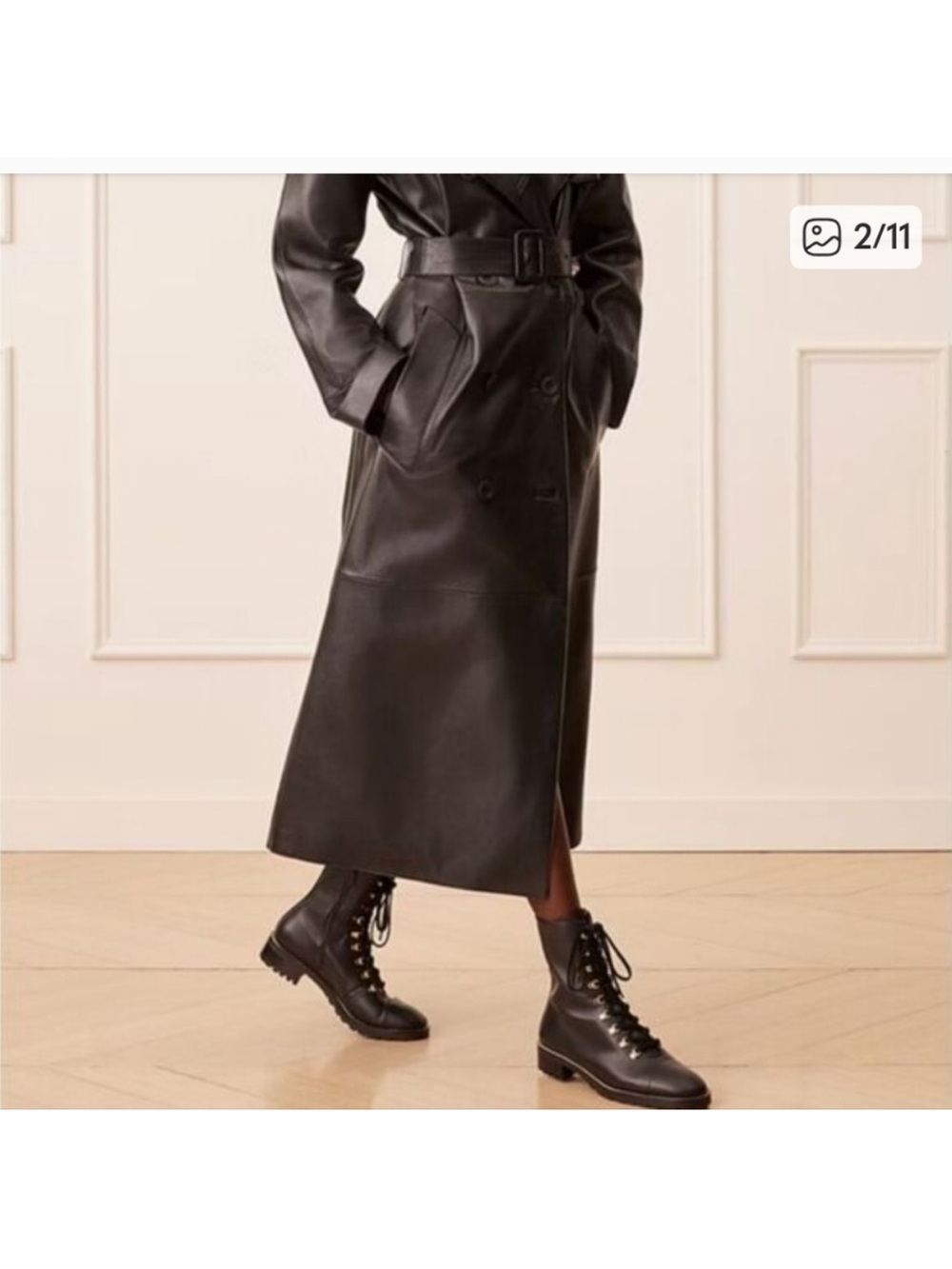 Brand new Stuart Weitzman Black Leather Lace-Up Combat Boots with Gold Hardware - Picture 3 of 9